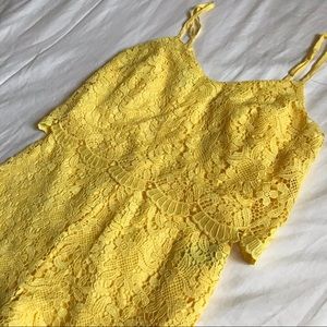 Yellow floral lace bebe romper